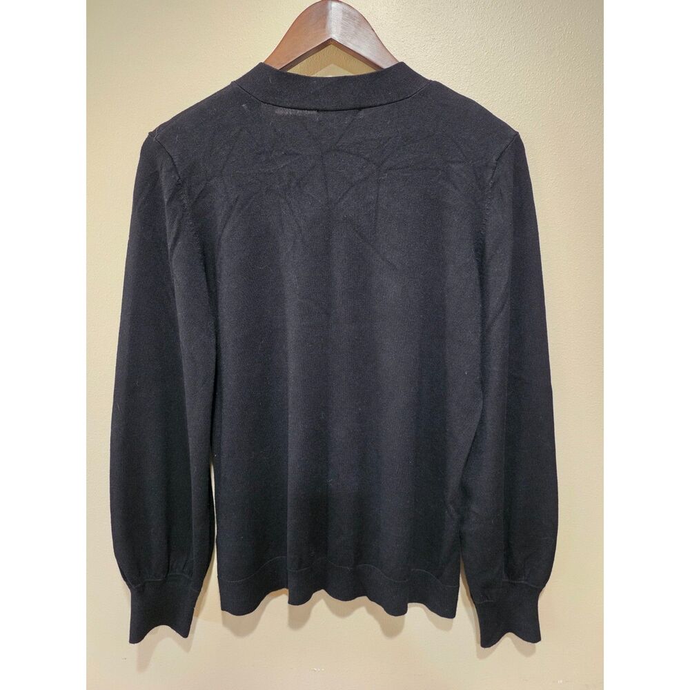 Adrianna Papell Black Bow Shoulder Knit Sweater Size Large Elegant Career‎ Chic - Picture 3 of 8